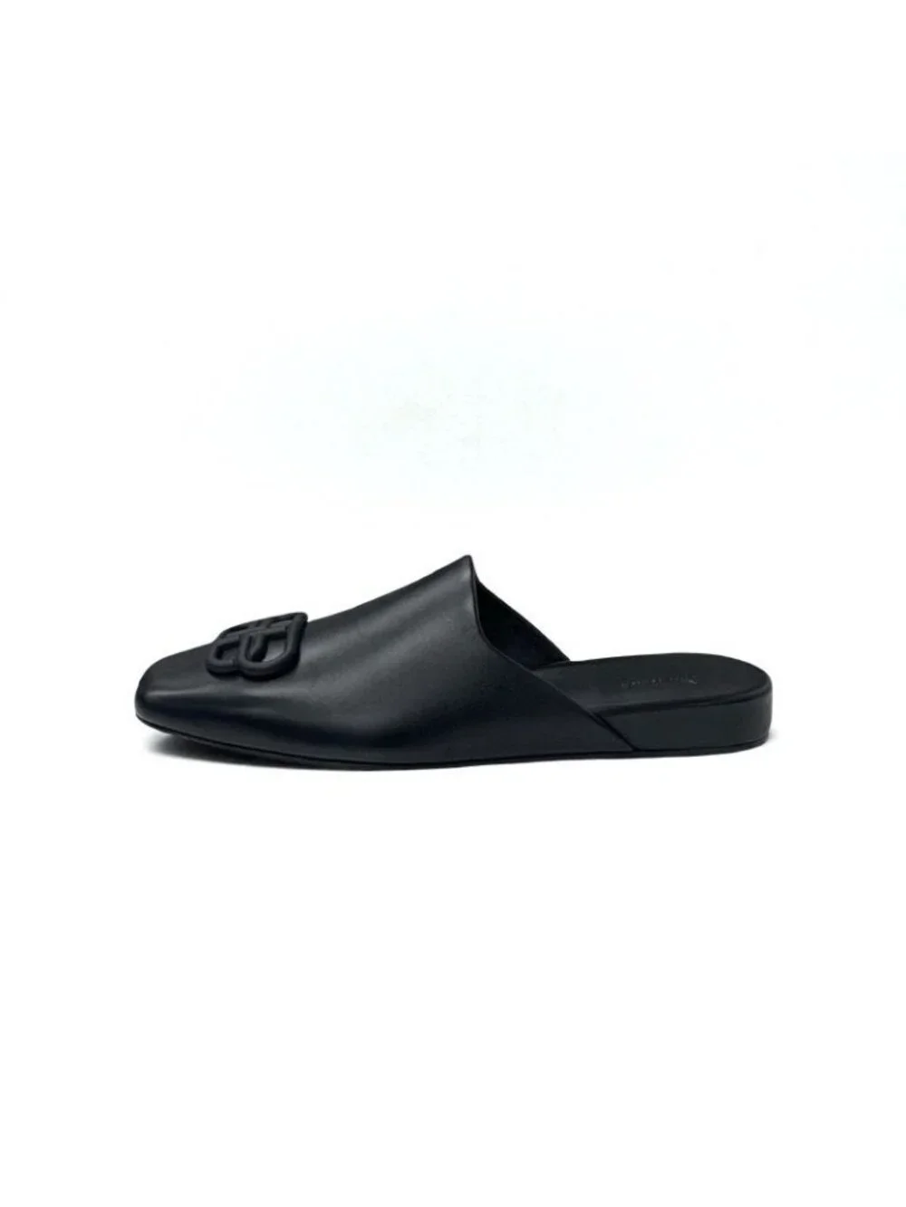 Balenciaga COSY BB Sandals Shoes Leather Black Logo Mules - Picture 3 of 9
